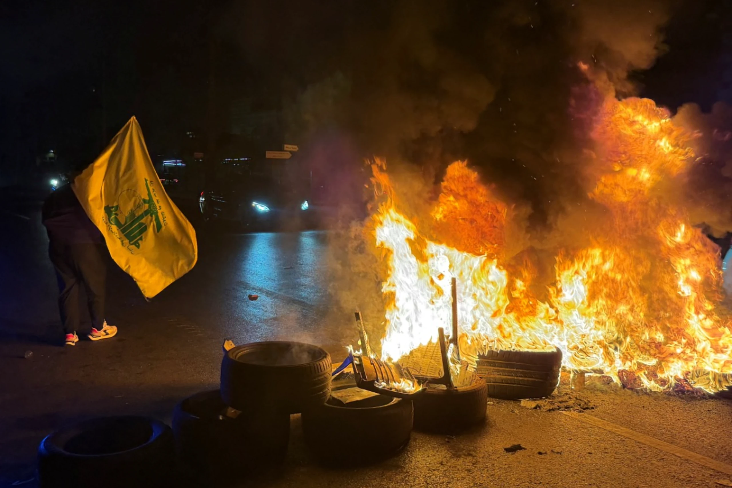 Protest von Hisbollah-Anhägern im Libanon