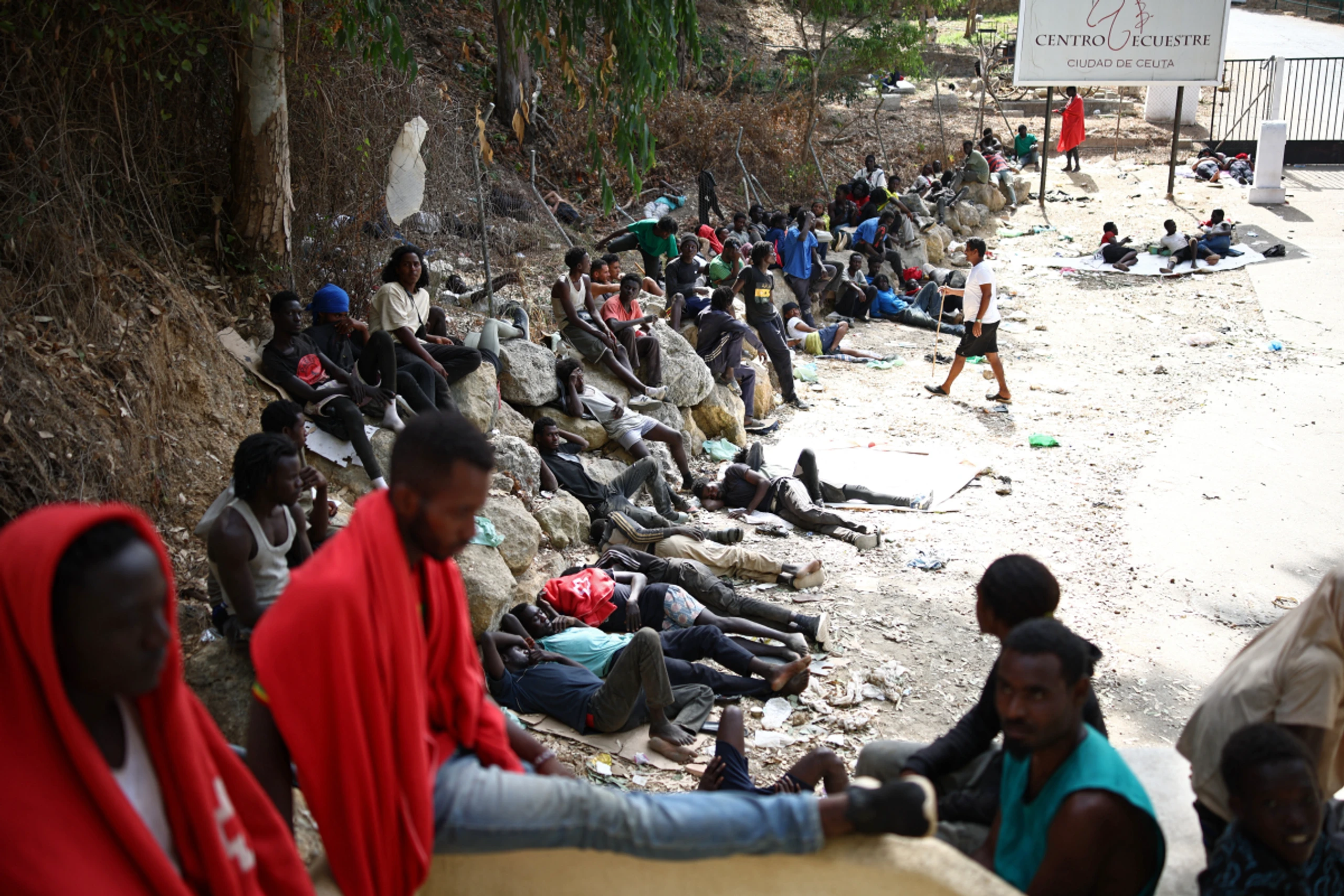 Migranten in der Enklave Ceuta am 1. August 2026