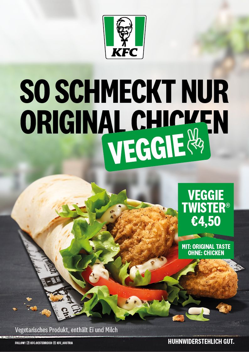 Werbeplakat KFC Veggie Twister Wrap um 4,50 Euro