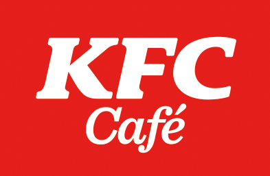 KFC-Café-Logo in Weiß auf rotem Hintergrund