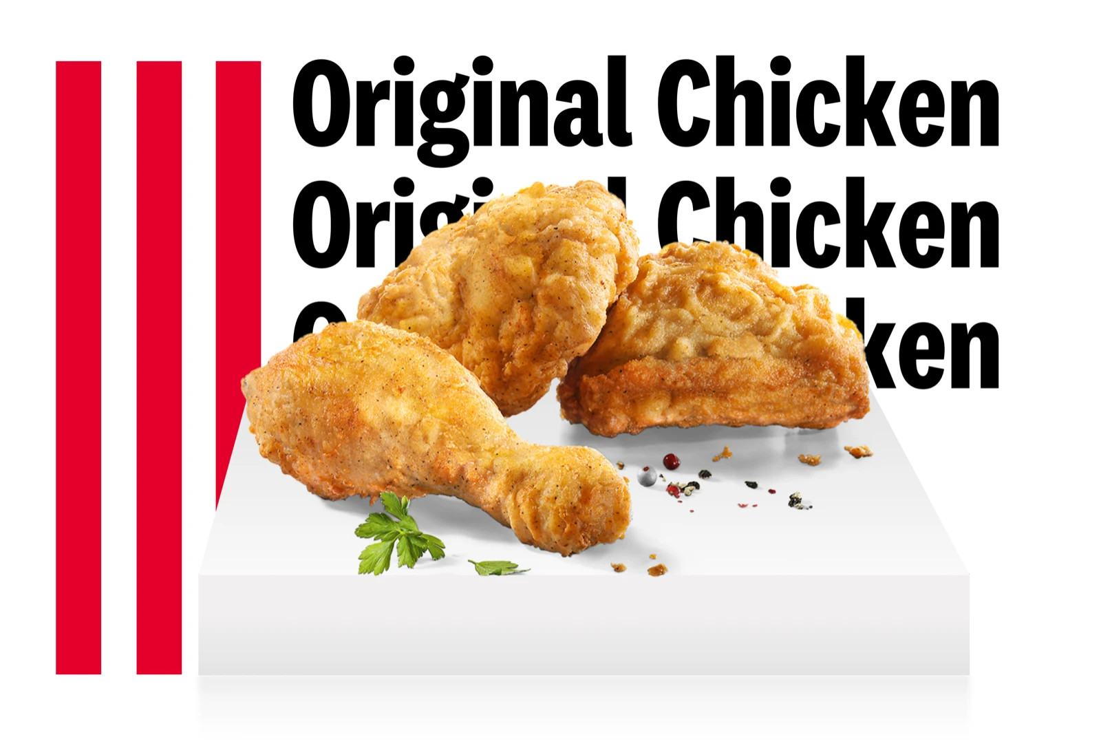 KFC Original Chicken — Hähnchenkeule und panierte Hähnchenteile