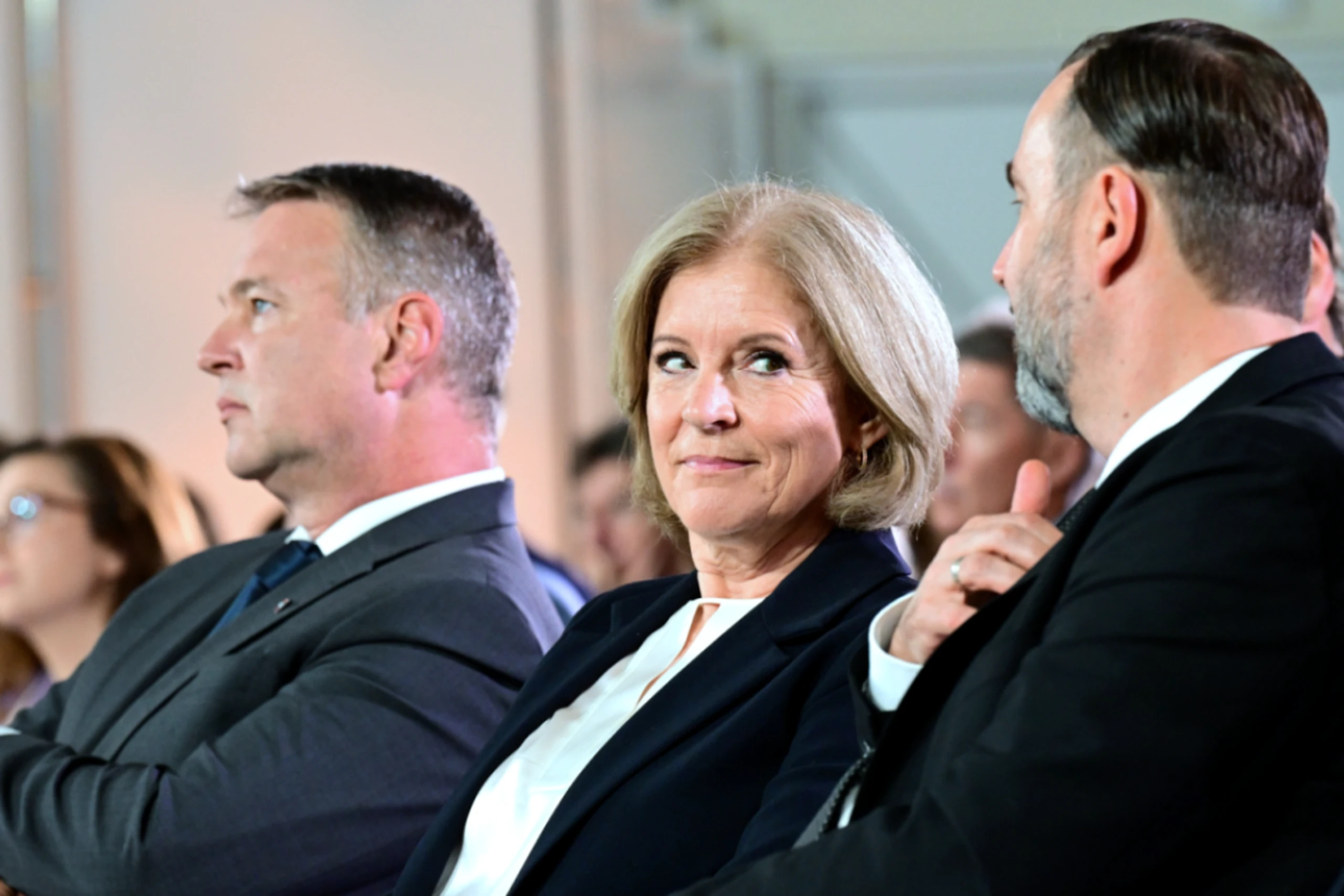 Medienminister Babler (l.), ORF-Chefin Thurnher und ihr Nachfolger Pig