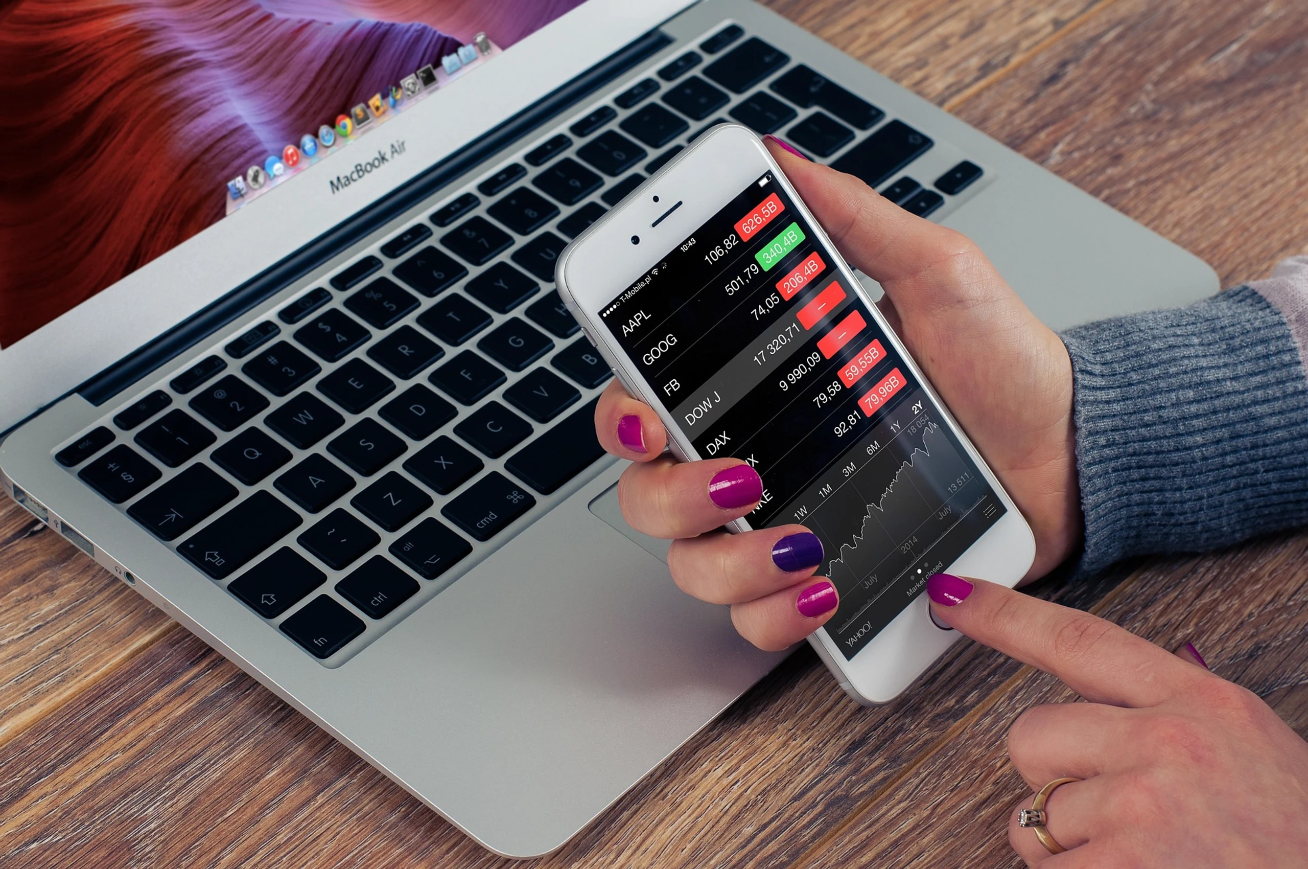 Smartphone mit Aktienkurs in der Hand
