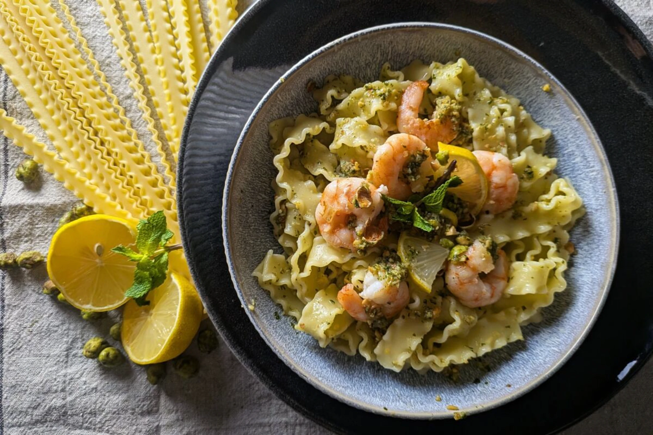 Das Pesto nicht zu lange mixen, da es sonst schnell bitter werden kann