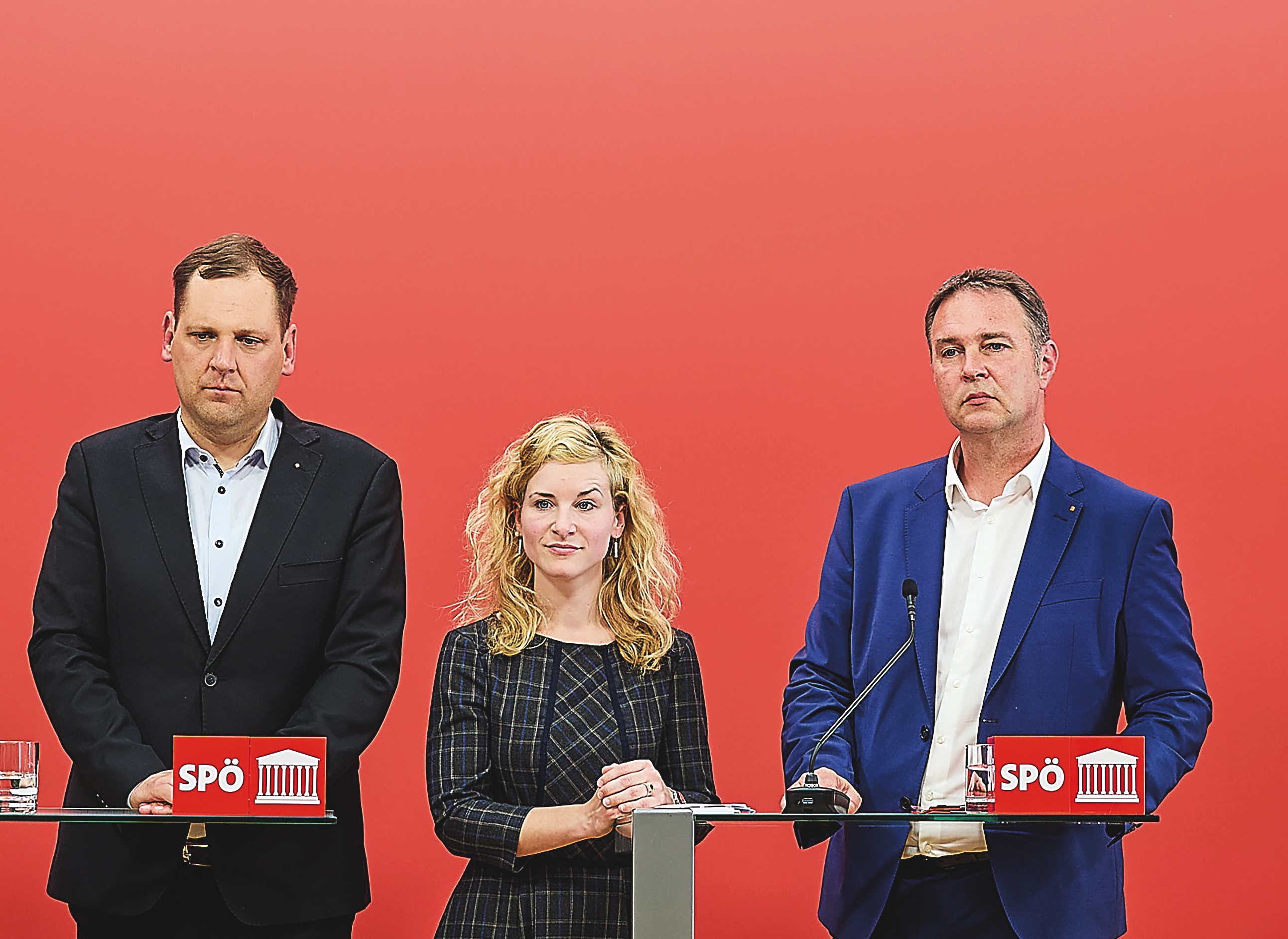 Klubchef Philip Kucher, Frauensprecherin und Wissenschaftsministerin Eva-Maria Holzleitner und Andreas Babler bilden in der Übergangsphase das Führungstrio der SPÖ.