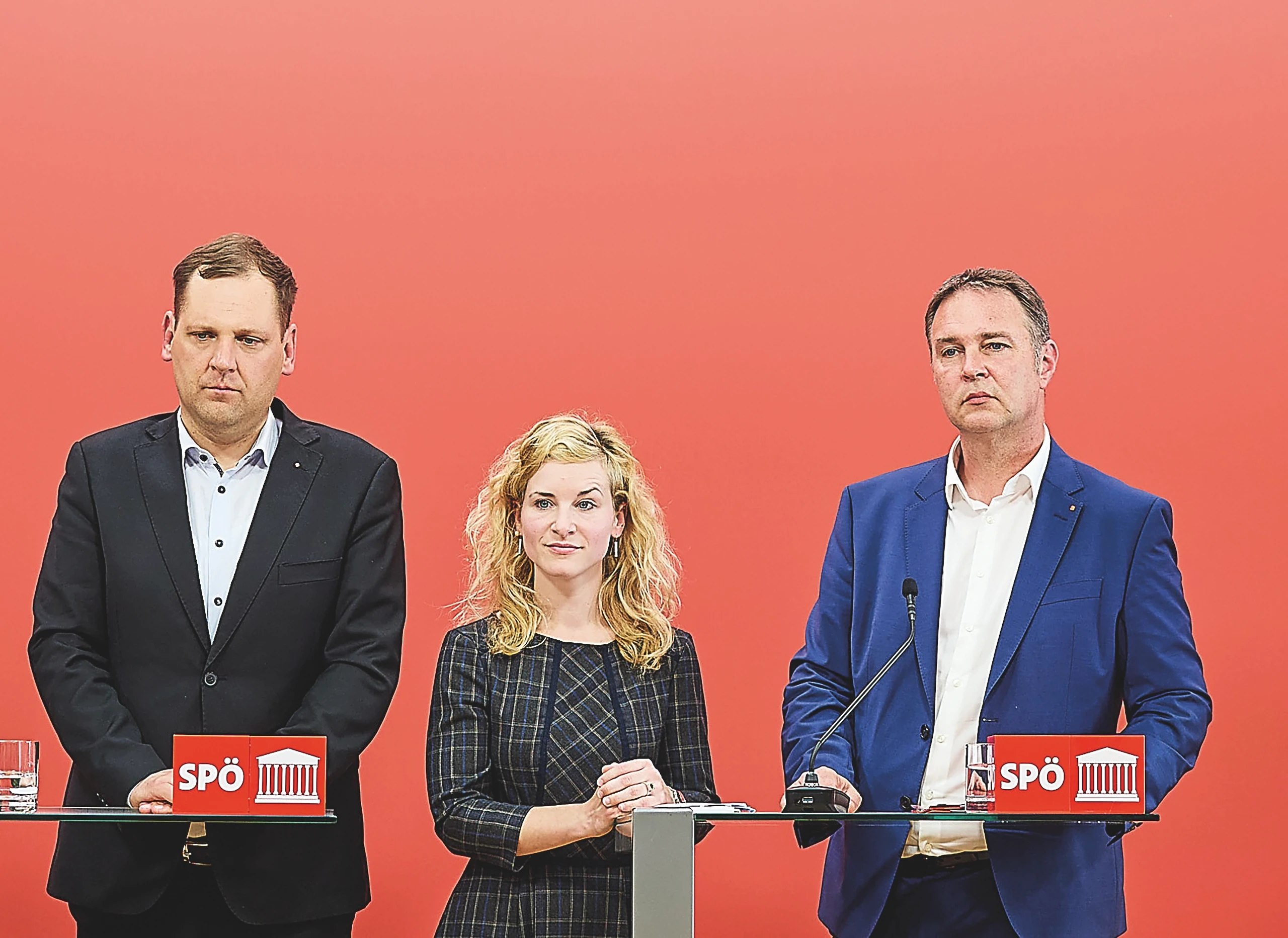 Klubchef Philip Kucher, Frauensprecherin und Wissenschaftsministerin Eva-Maria Holzleitner und Andreas Babler bilden in der Übergangsphase das Führungstrio der SPÖ.