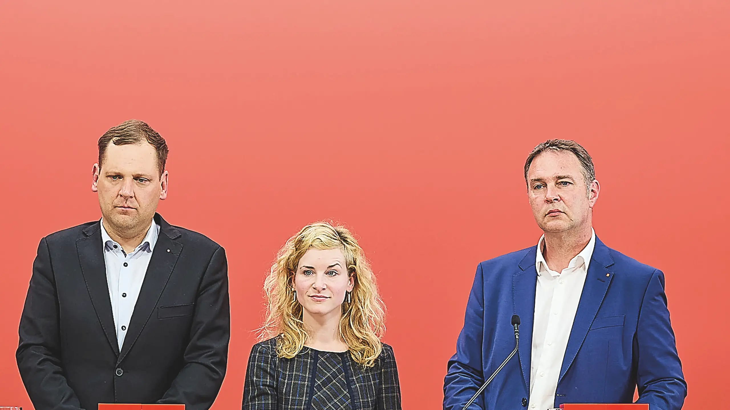 © APA-Images/photonews.at/Georges Schneider Klubchef Philip Kucher, Frauensprecherin und Wissenschaftsministerin Eva-Maria Holzleitner und Andreas Babler bilden in der Übergangsphase das Führungstrio der SPÖ.