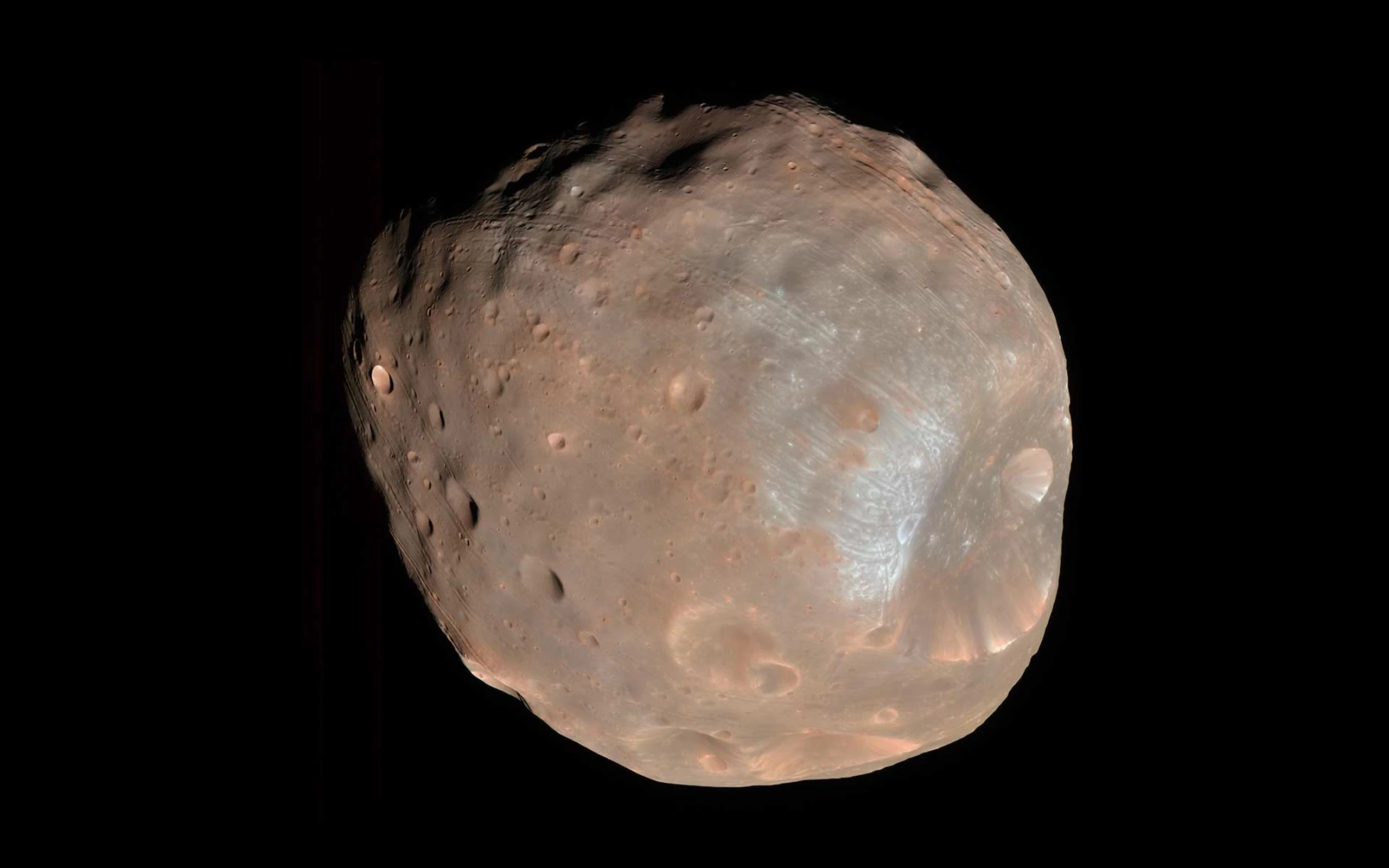 Der Marsmond Phobos mit dem großen Krater Stickney, aufgenommen von der HiRISE-Kamera des Mars Reconnaissance Orbiter