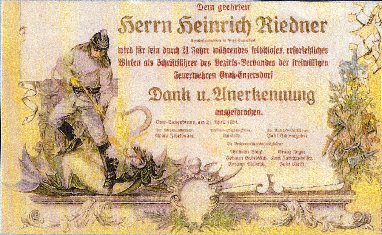 Dank und Anerkennung – Heinrich Riedner