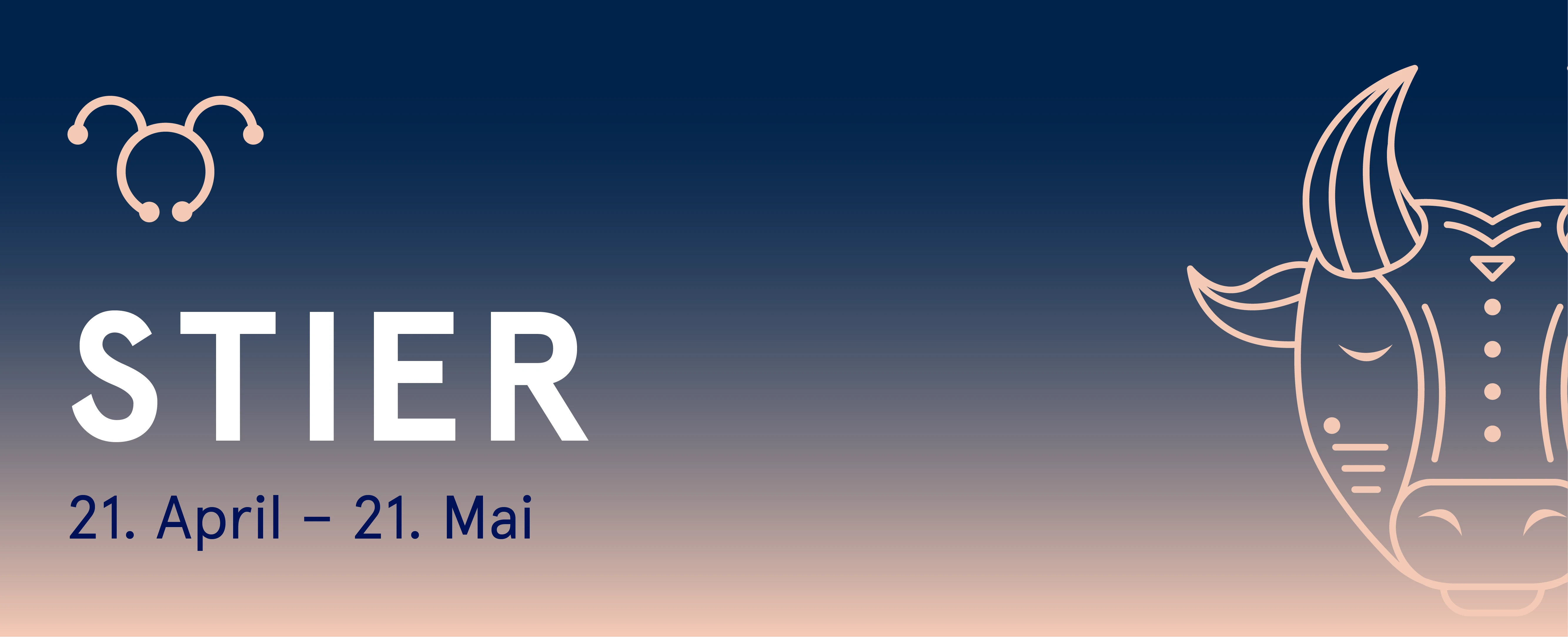 Minimalistisches Stier Sternzeichen Design (21. April - 21. Mai) mit Stierkopf und Symbol.