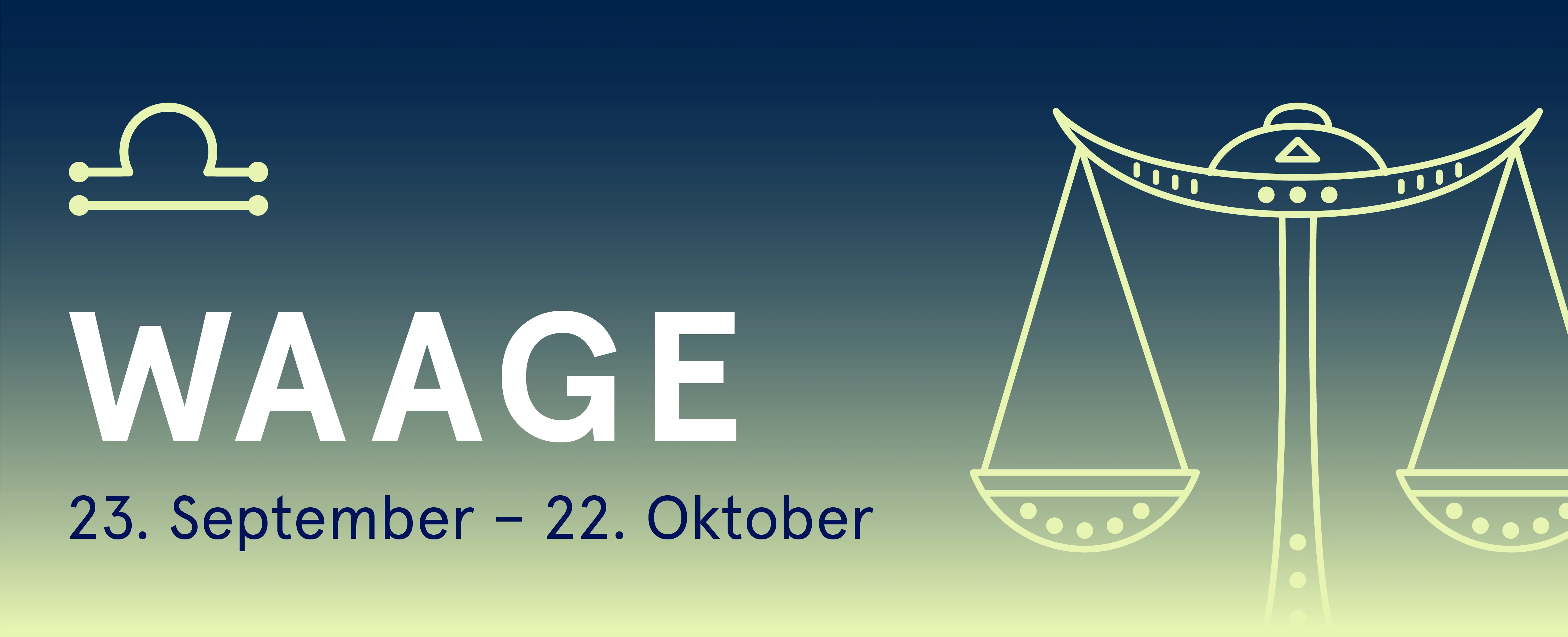 Waage Sternzeichen (23. September - 22. Oktober). Minimalistisches Design mit Waage-Symbol.